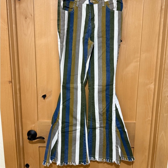 Denim - Striped bell bottom Women Jeans